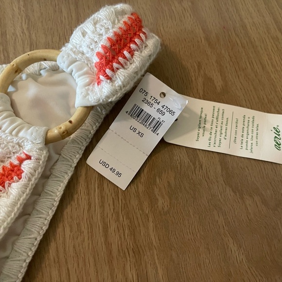 Aerie| Cheeky Bikini Bottom in Crotchet Knit Striped Nautical Style, Beachy,NWT• - Picture 4 of 9